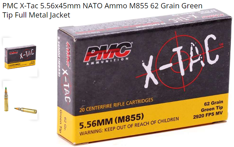 PMC X-Tac 5.56x45 NATO M855 62 Grain